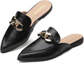 Metal Chain Decor Flat Mules for Women - Stylish Pointed Slip-On Clogs