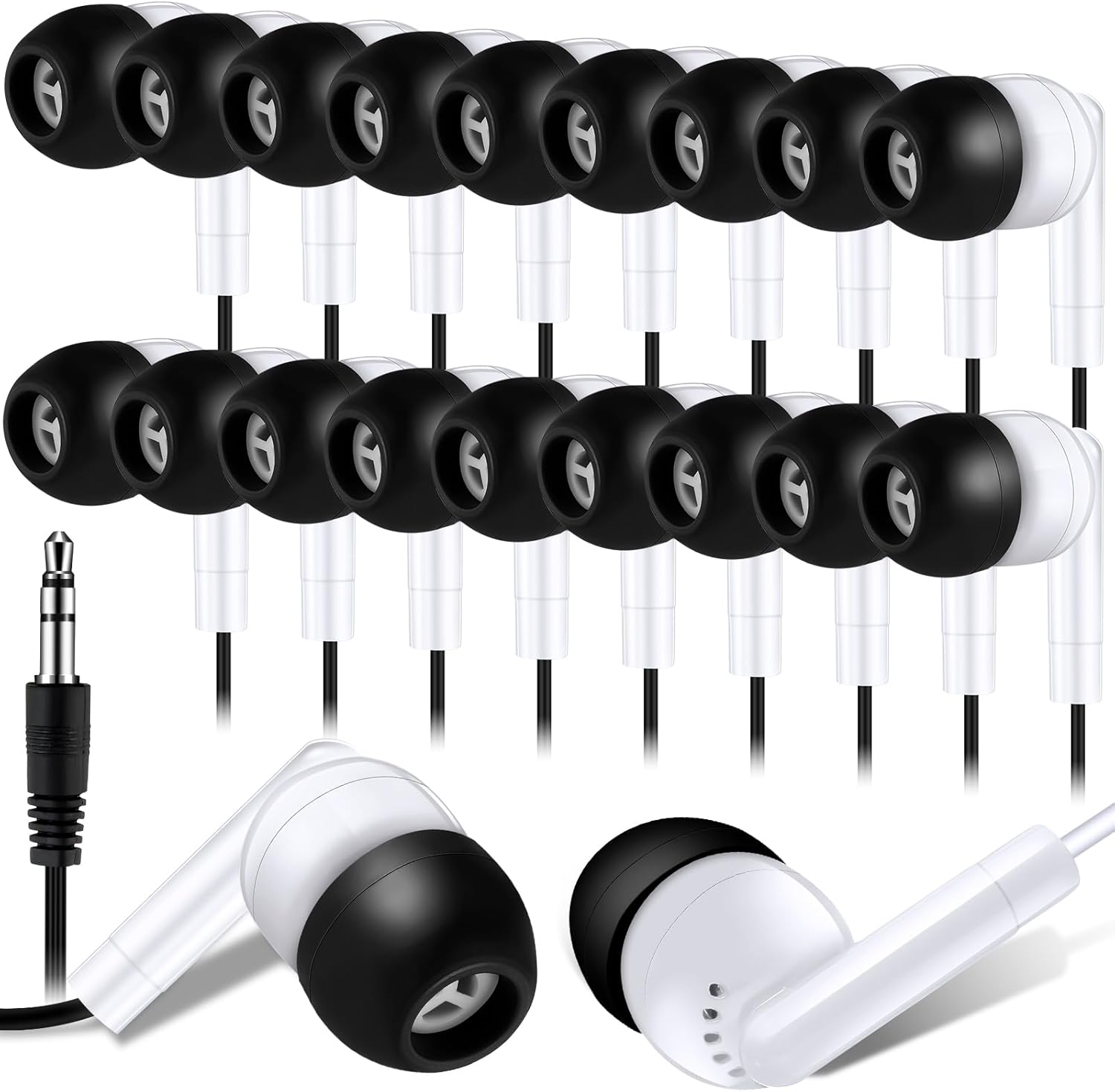 100 Pack Basic Classroom Earbuds by Kanayu