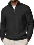 Men Quarter Zip Pullover Quilted Waffle Mock Neck - Warm Casual Layer