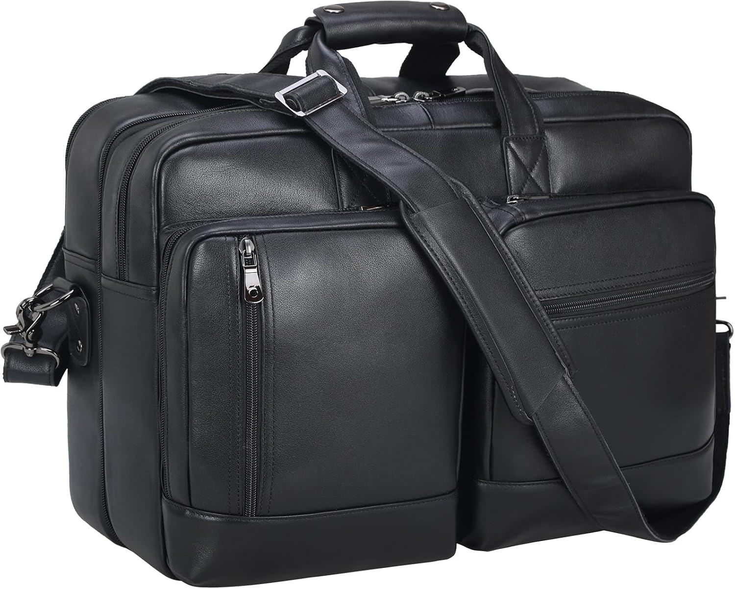 Leather Briefcase for Men Expandable 17 Inch Laptop Bag