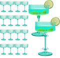 Teal Champagne Martini Glasses 9 Oz Coupe Set - Removable Gold Rim