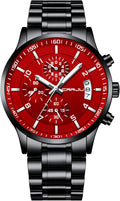 CRRJU Men's Stainless Steel Chronograph Watch - Elegant Everyday Wear