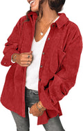 Saslax Womens Corduroy Shirt Long Sleeve Oversized Button Up V Neck