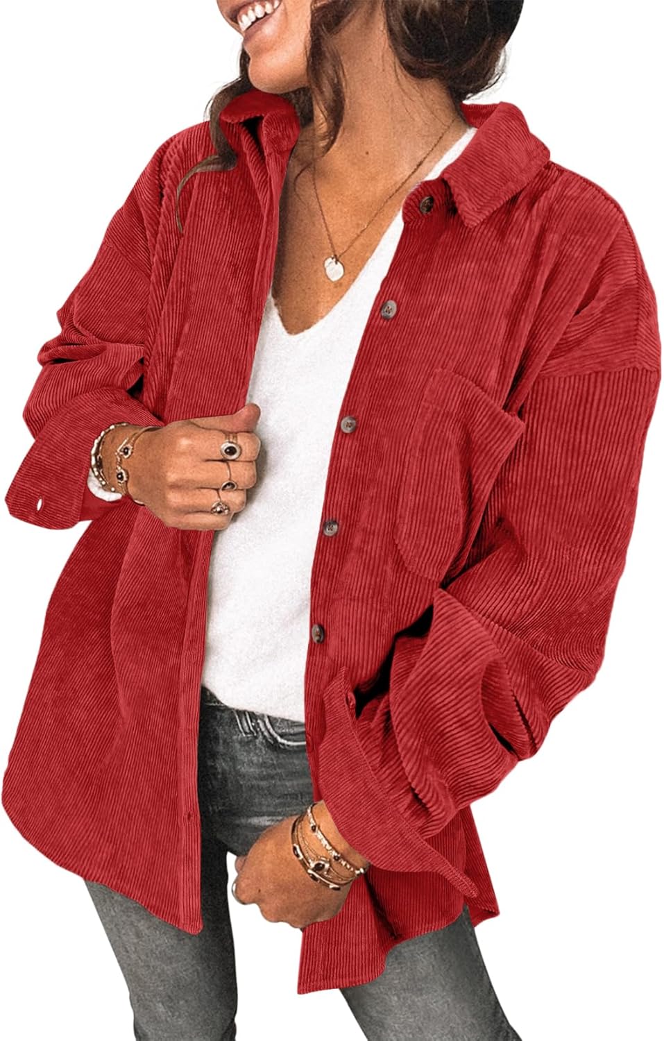 Saslax Womens Corduroy Shirt Jacket for Stylish Layering