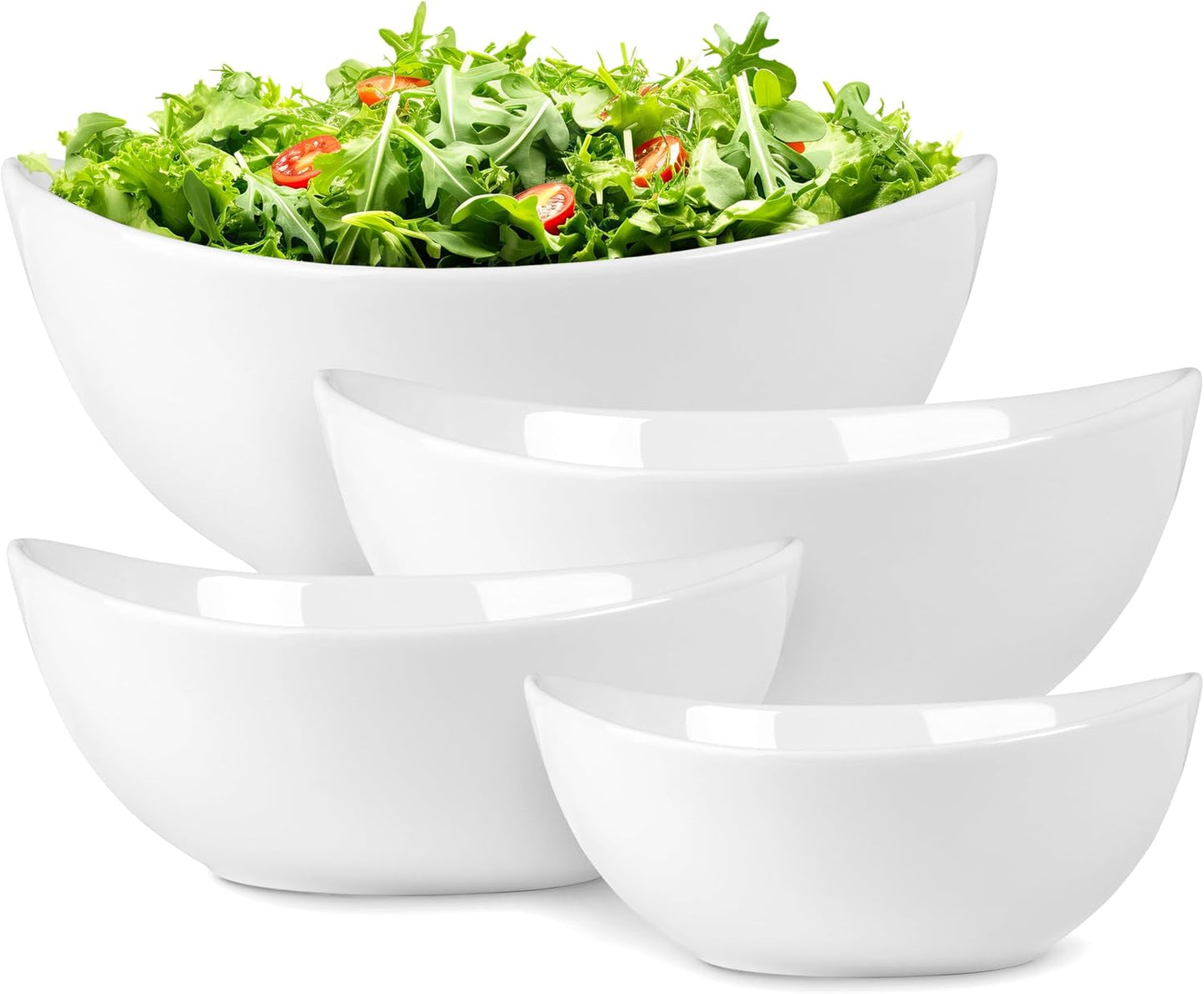 Home Beets White Ceramic Serving Bowls for Entertaining Set