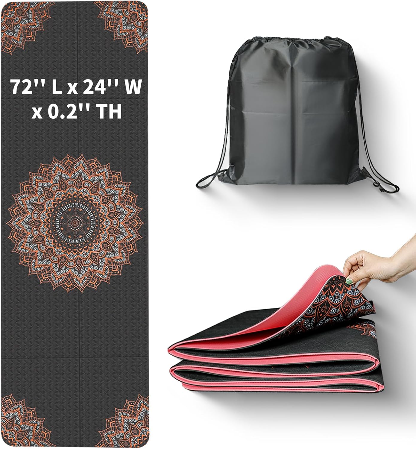 MEIXINZHI 5mm Thick Non Slip Travel Yoga Mat - Portable Fitness Essential