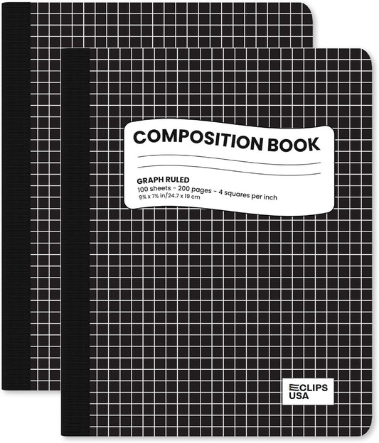 Quad Ruled Graph Composition Notebook, 2 Pack - Boost Productivity!