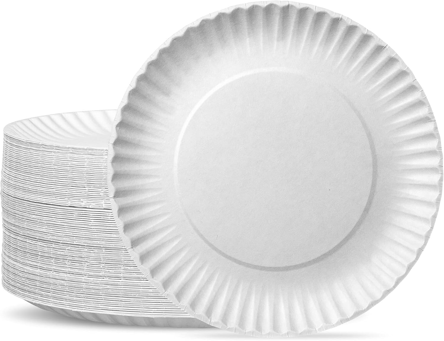 GUSTO 9 Inch Disposable White Paper Plates for Crafts