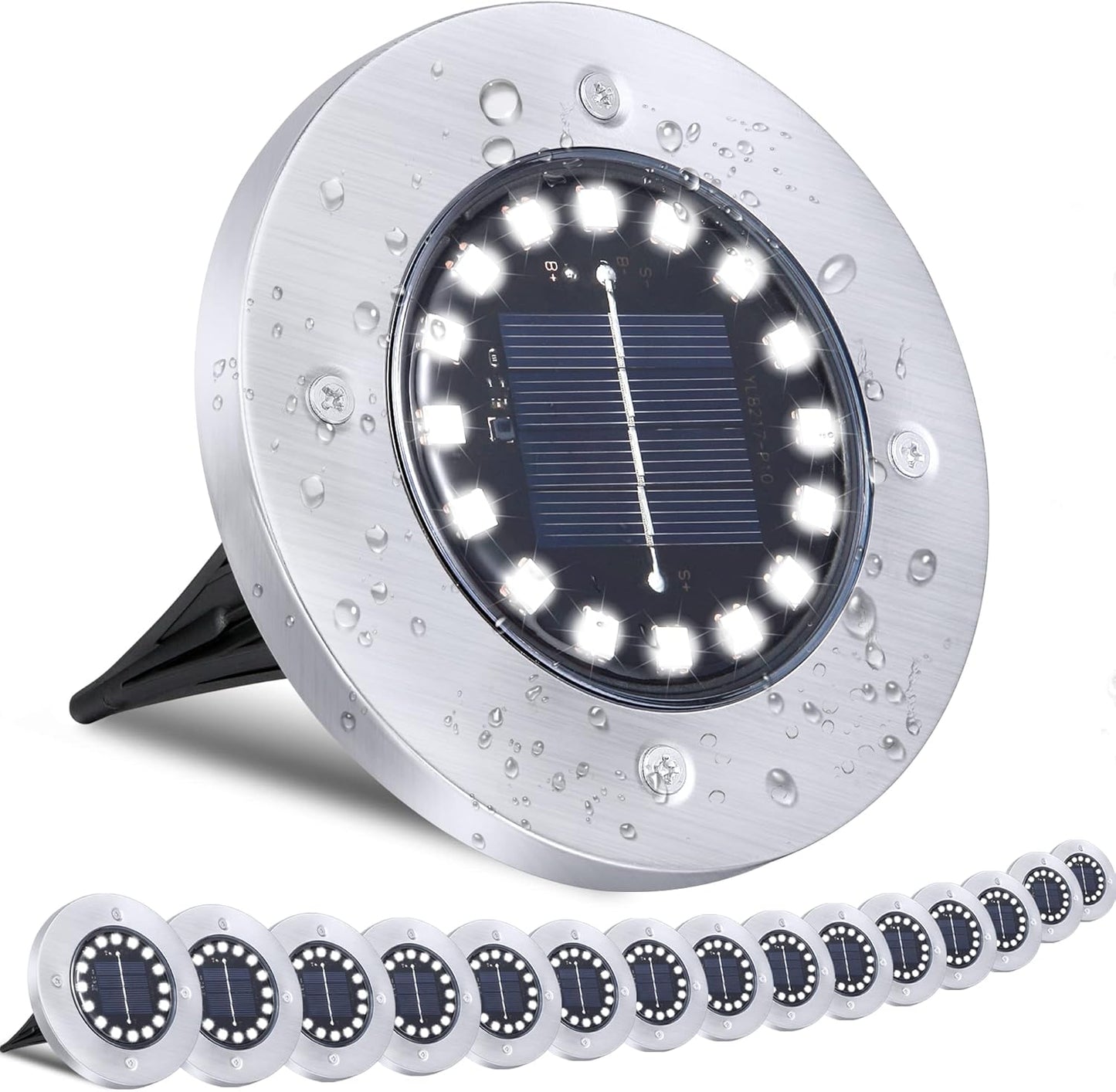 Solar Ground Lights for Outdoor Garden - 16 LED Waterproof Pathway