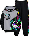 WDIRARA Boy's Colorful Graphic Print Hoodie and Sweatpants Set