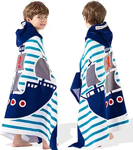 VOOVA & MOVAS Kids Bath Towels with Hood for Boys Ages 3-10