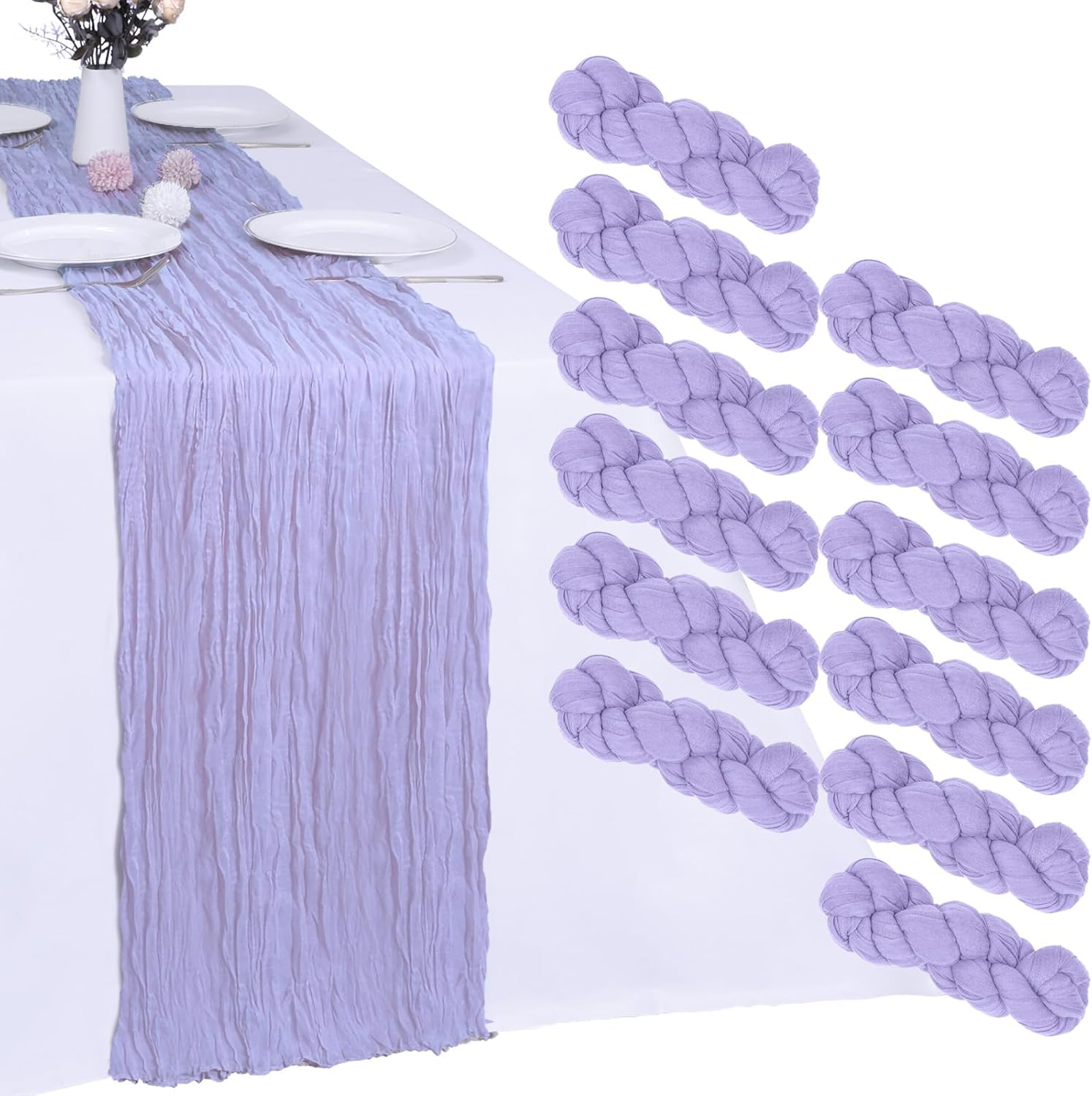 Lavender Cheesecloth Table Runner 12 Pack for Elegant Decor