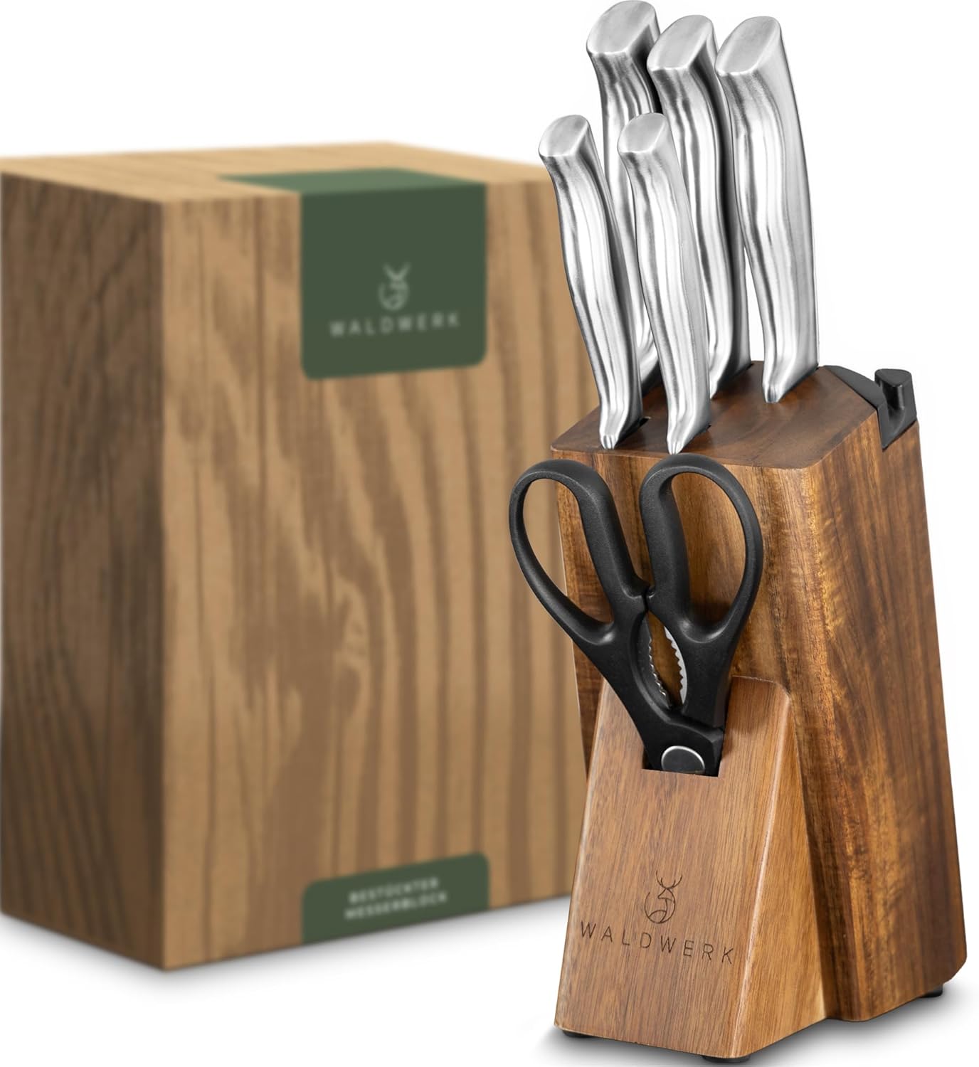 WALDWERK Knife Set - 7pcs Kitchen Knife Set with Block