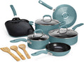 Goodful Ceramic Nonstick Pots and Pans Set - 12-Piece Turquoise