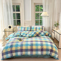FACE TWO FACE Washed Cotton Duvet Cover Set Queen - Breathable Comfort