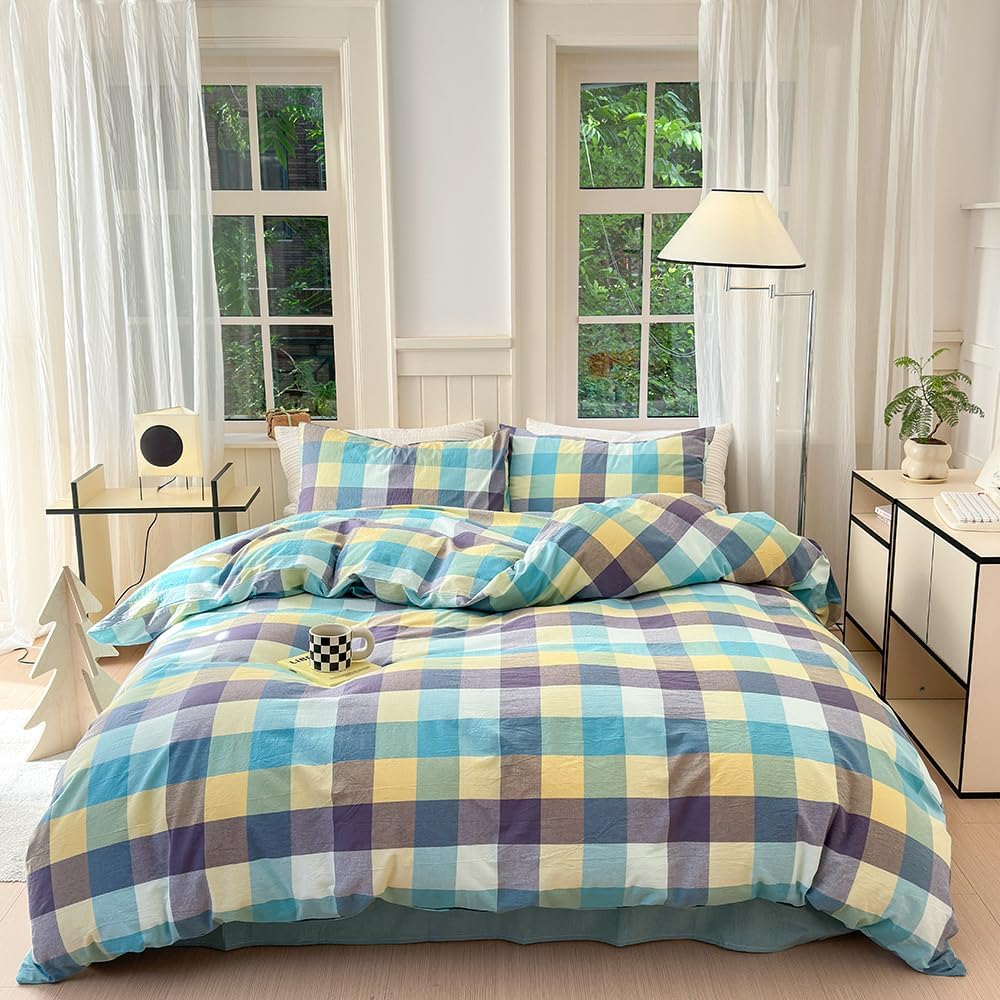 FACE TWO FACE Queen Duvet Cover Set in Yunxi Blue for Comfort