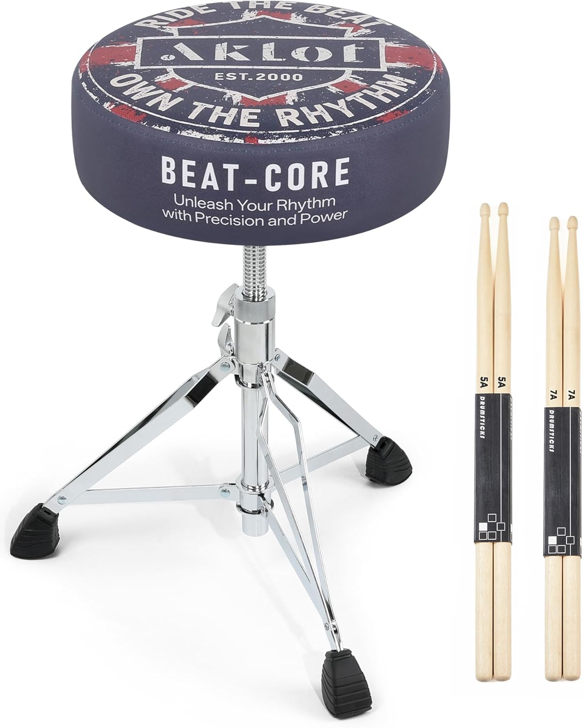 AKLOT Graphic Round-Top Drum Throne: Adjustable and Stylish