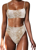 MOSHENGQI Women High Waisted Bikini Shoulder Strap 2 Piece High Cut