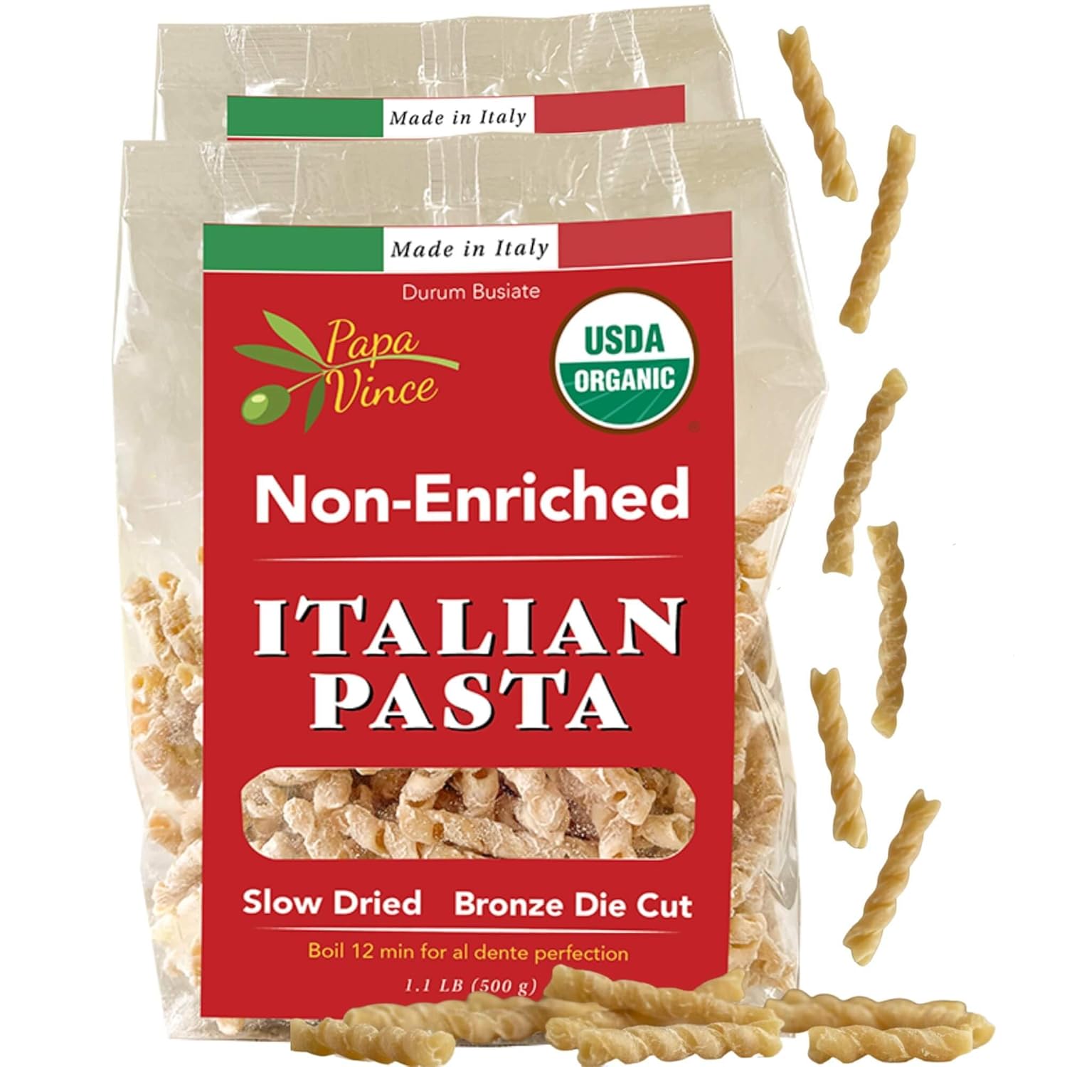 Papa Vince Organic Non Enriched Pasta - Whole Wheat Busiate