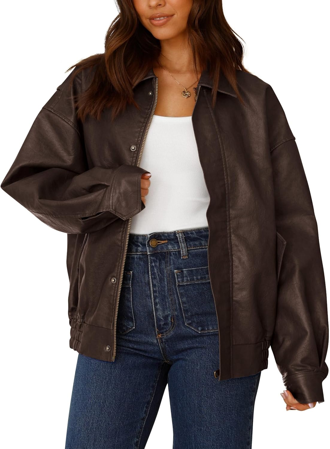 Trendy Faux Leather Motorcycle Jacket for Women - Stylish Outerwear
