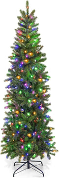 GOFLAME 6ft Pre-lit Pencil Christmas Tree with LED Lights