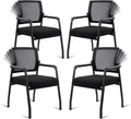 Desk Chair No Wheels with Adjustable Mesh Backrest - Comfortable 4PACK