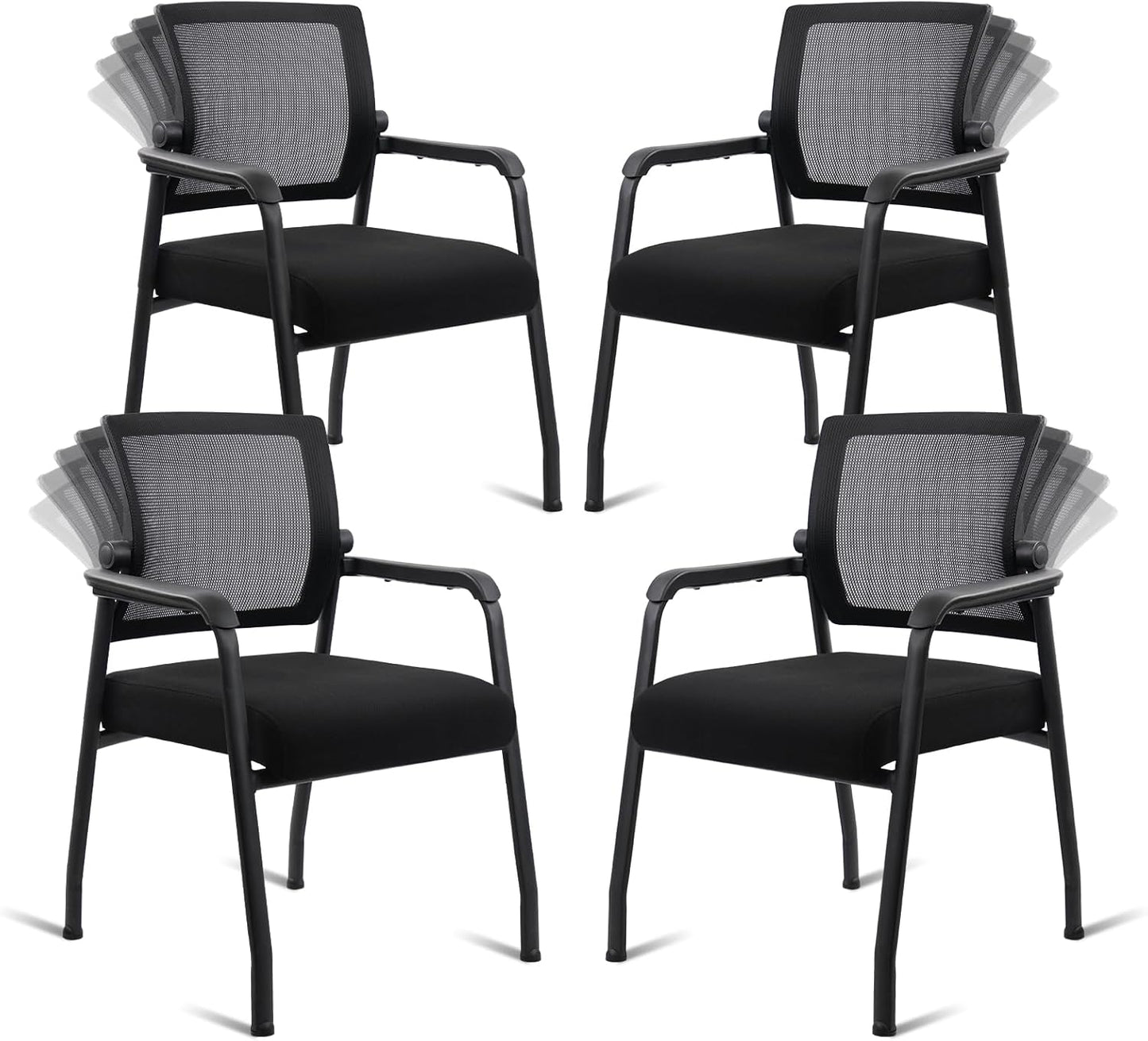 Adjustable Mesh Backrest Guest Chairs - Ergonomic Lumbar Support - 4PACK