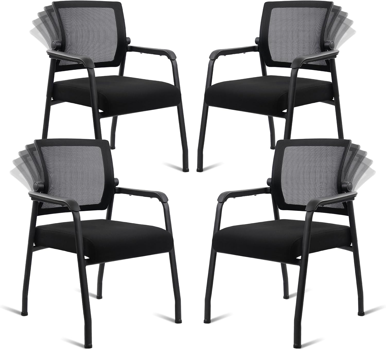 Adjustable Mesh Backrest Guest Chairs - Ergonomic Lumbar Support - 4PACK