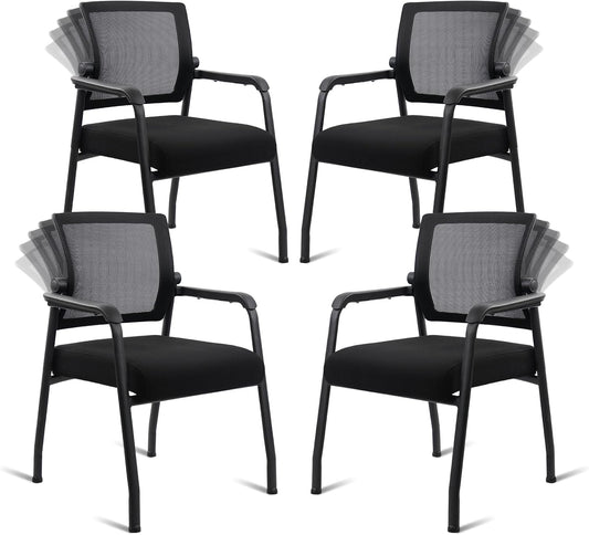 Adjustable Mesh Backrest Guest Chairs - Ergonomic Lumbar Support - 4PACK