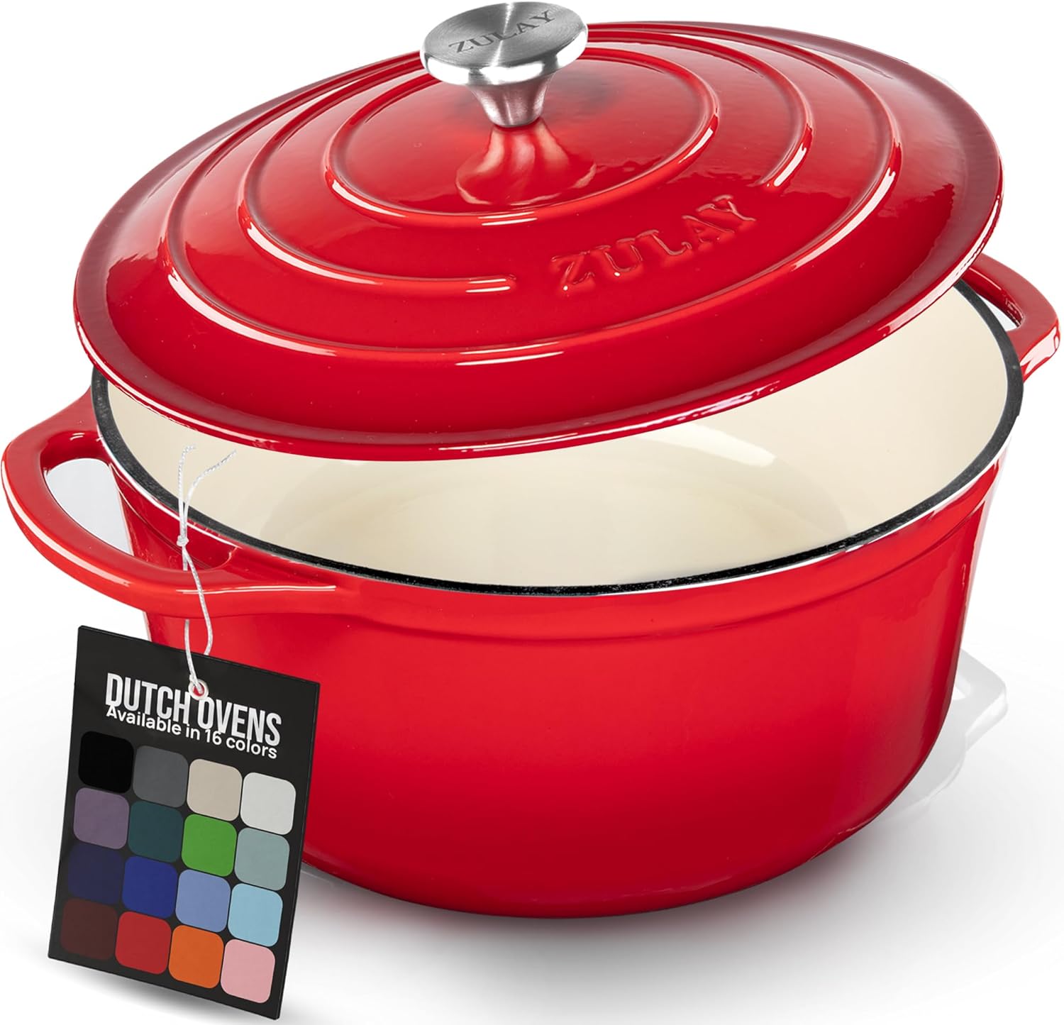Zulay Kitchen 6 Quart Enameled Cast Iron Dutch Oven for Cooking