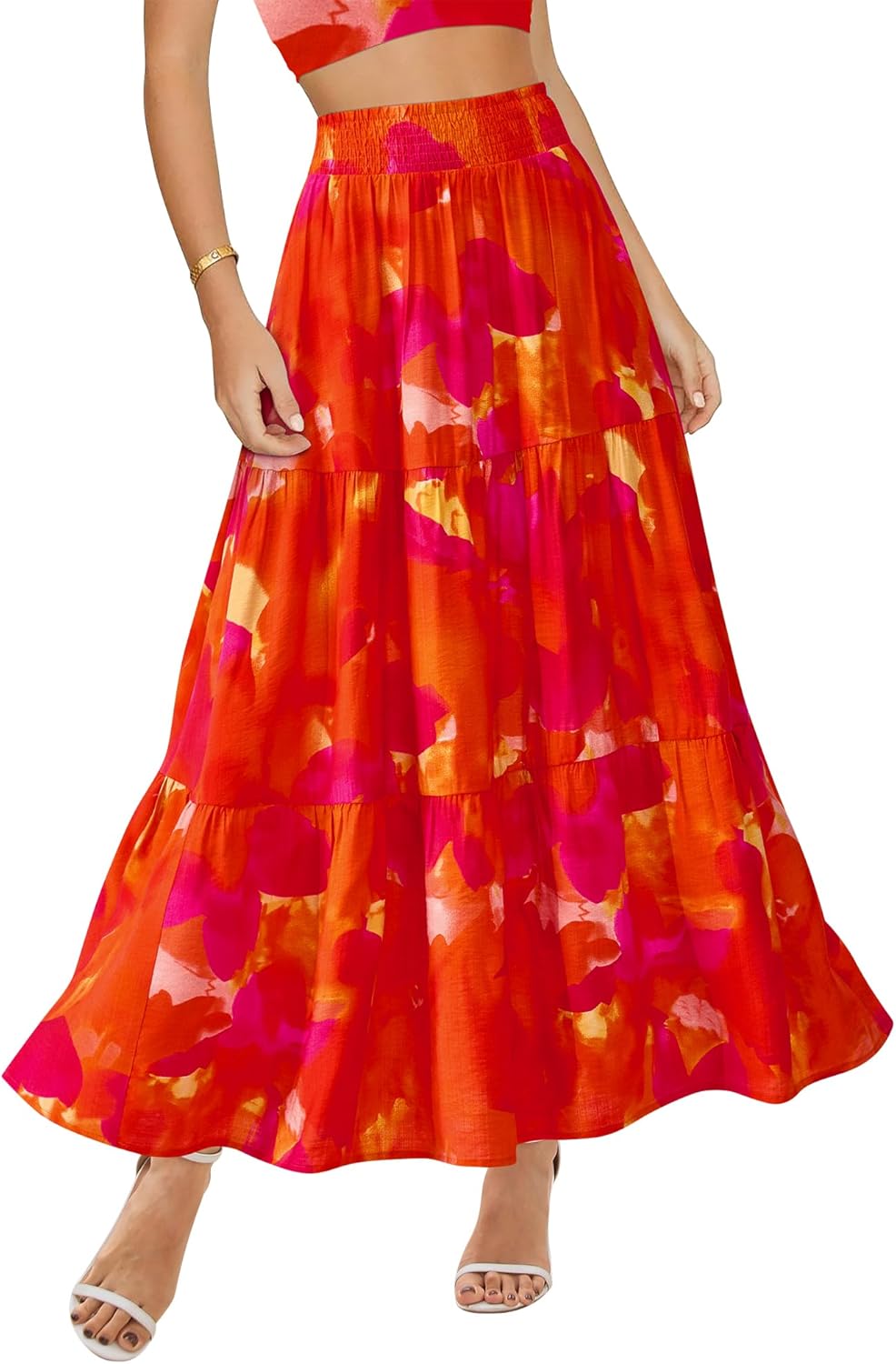 Floral Print Maxi Skirt for Women - Boho A-Line Style
