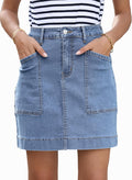 Sidefeel Women's High Waisted Stretch Jean Skirt - Casual Mini Novelty