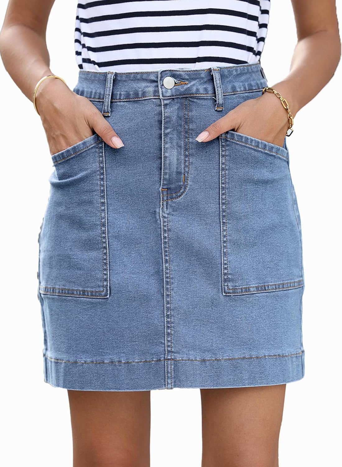 High Waisted Jean Skirt for Women - Casual Summer Denim Style