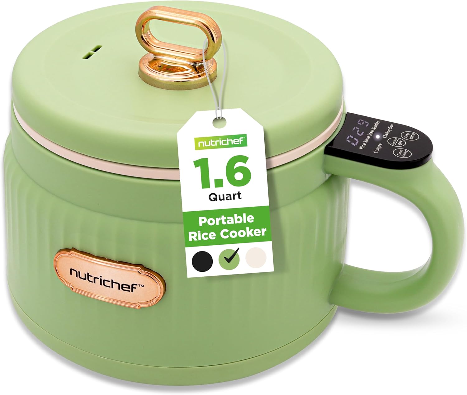 NutriChef 1.6 QT Portable Electric Rice Cooker for Versatile Meals