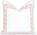 Greek Key Blush Pink Coastal Patio Pillow Cover 20x20 - Water
