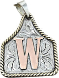 Cow Tag Copper Initial Necklace for Women - Large Pendant