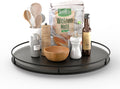 16 in Acacia Wood Lazy Susan Turntable - Large Black Kitchen Organizer