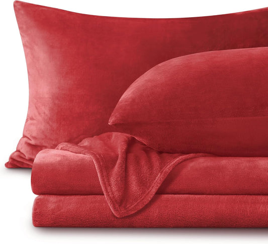 BEDELITE Flannel Sheets Full Size Red - Soft Fleece Set