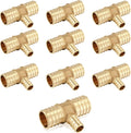 PEX Fittings 10-Pack 1in x 1in x 1/2in Reducing Tee Brass Crimp