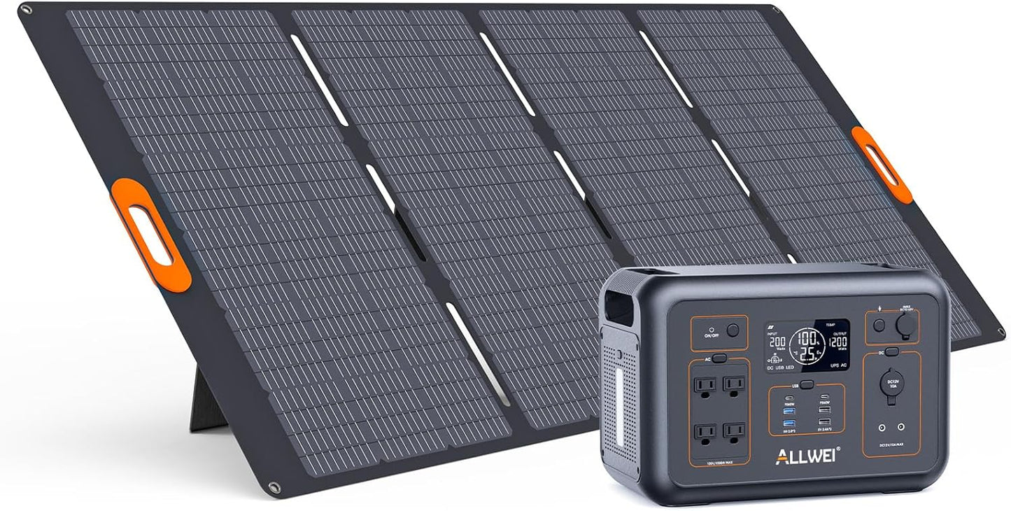 ALLWEI 1200W LiFePO4 Solar Generator with 400W Solar Panel