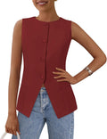 Women's Sleeveless Button Down Suit Vest - Dressy Casual Chic