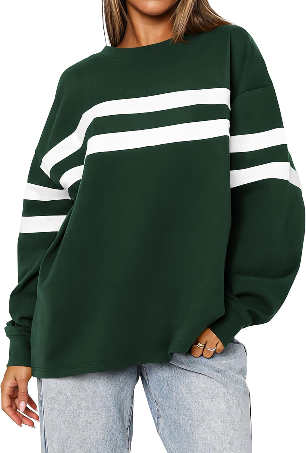 Oversized Striped Sweatshirt for Women - Trendy Fall Pullover