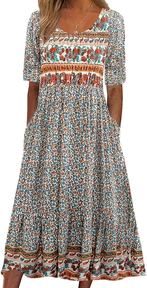 Womens Boho Dress Summer Casual Floral Maxi Dress for 2025