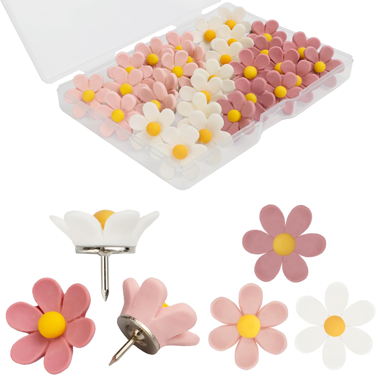 Cute Flower Push Pins - Colorful Office Decor