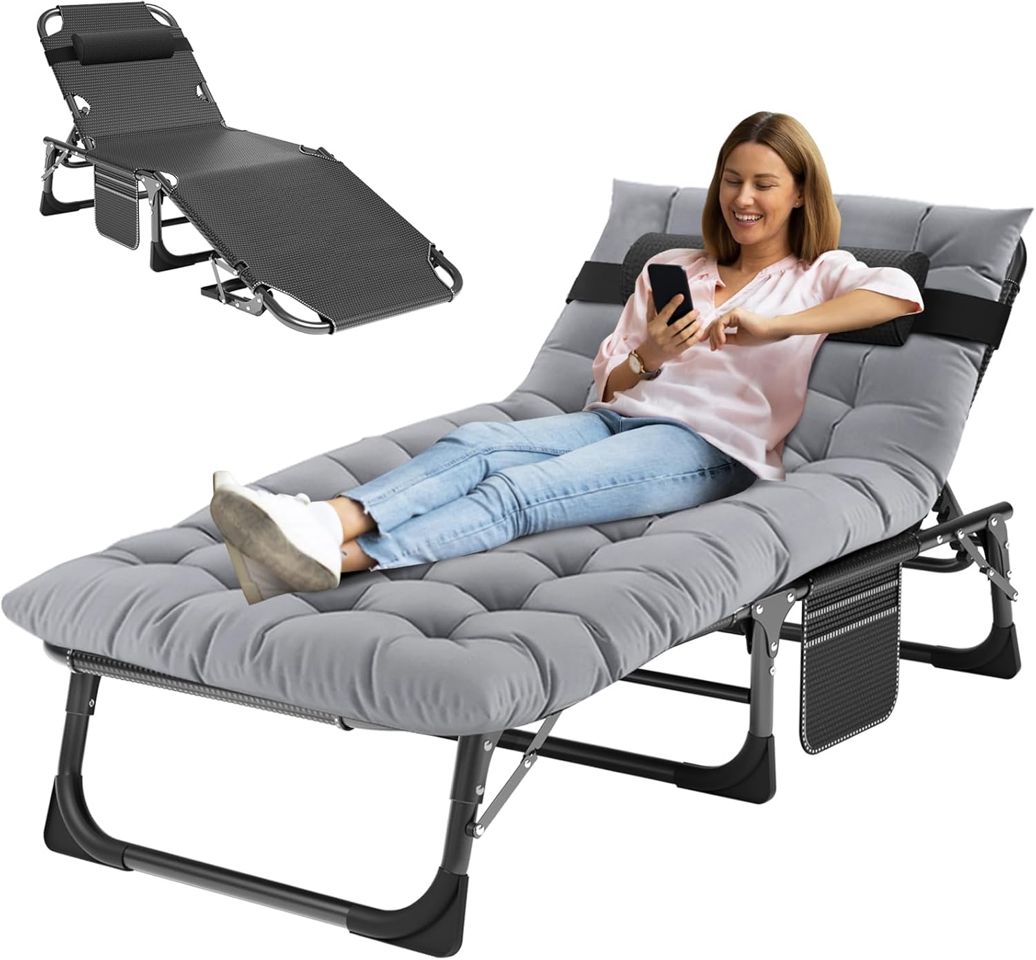 MOPHOTO Folding Chaise Lounge Chair for Ultimate Comfort