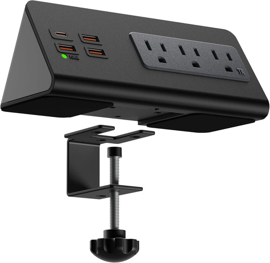 Upgraded Desk Edge Clamp Mount Power Strips with USB Ports