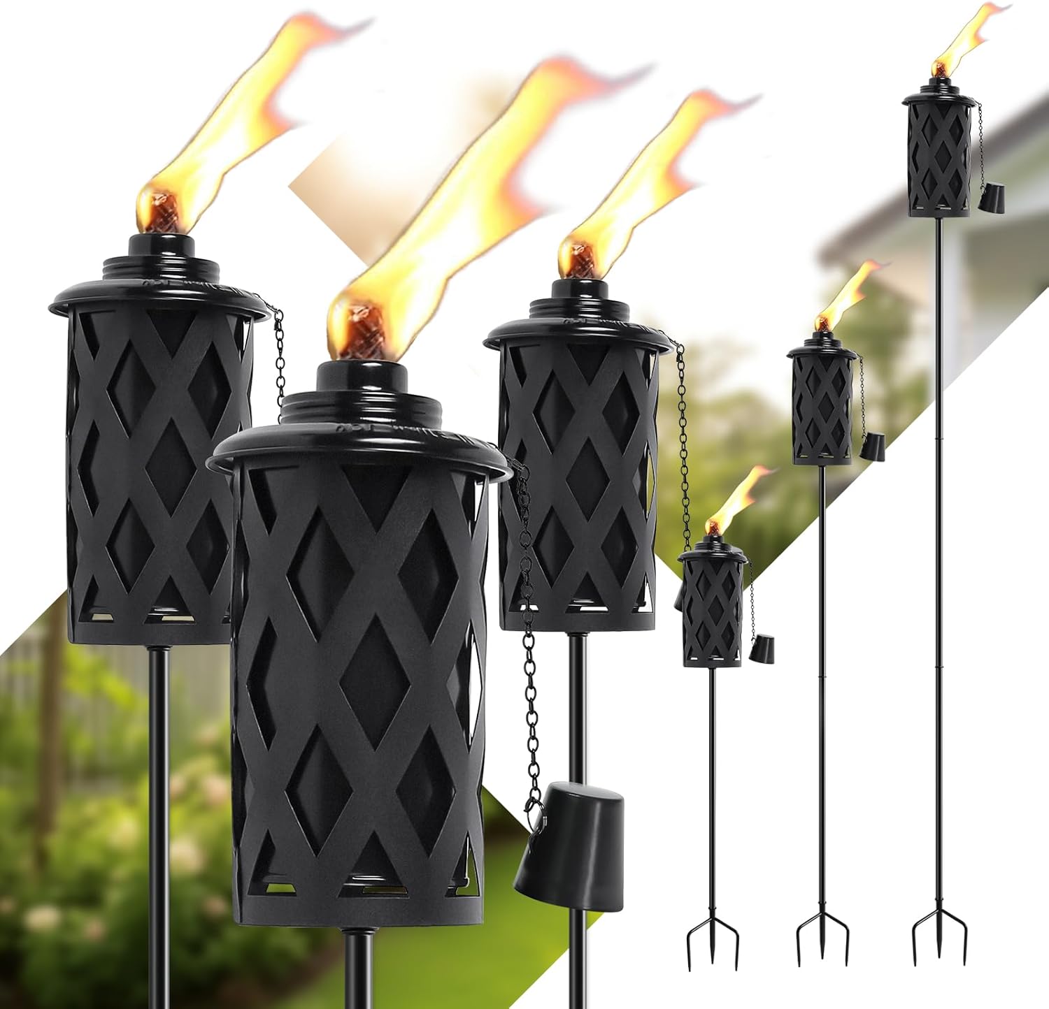 Citronella Torches for Outside Set of 6 - Elegant Garden Decor