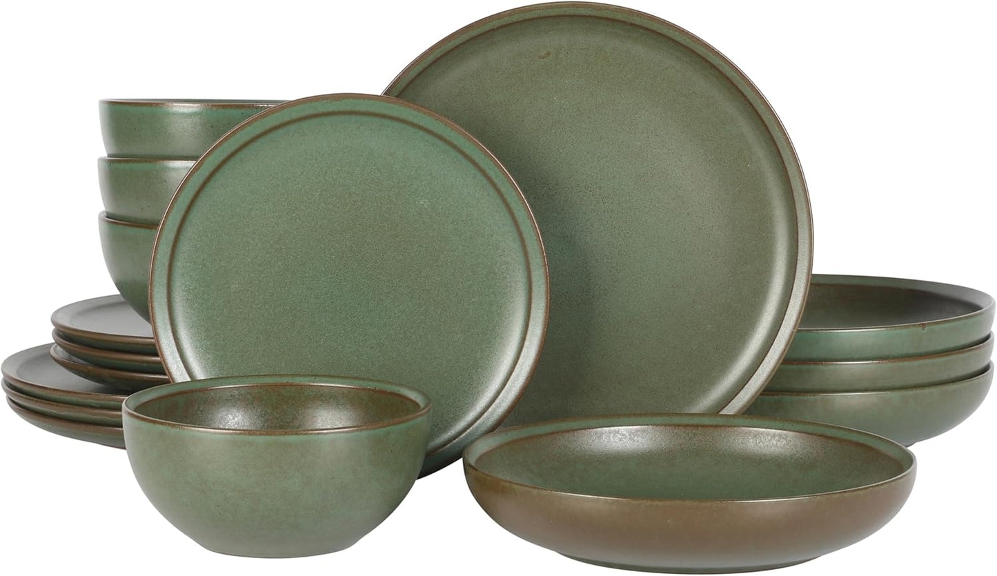 Gibson Elite Beckett Stoneware Matte Reactive Glaze Dinnerware Set