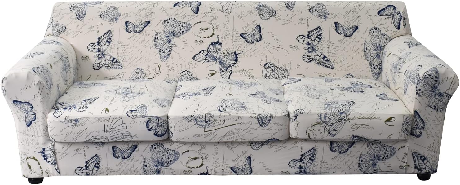 KRFOONN 4 Piece Stretch Sofa Couch Covers for 3 Cushion Couches