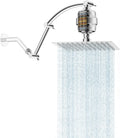 All Metal 10in Rainfall Shower Head with 16in Extension Arm - High